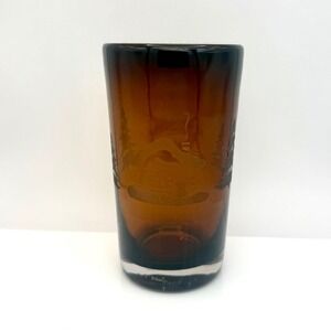 Vintage‎ Home Studio Woodland Amber Glass Tumbler 16 Oz Cabin Pine Trees